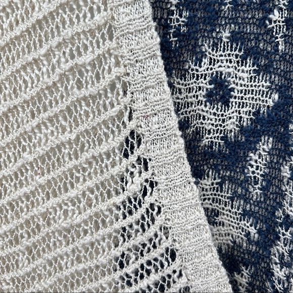 Roffe Accessories Open Knit Drop Shoulder Relaxed Printed Cardigan Sweater - Picture 7 of 8